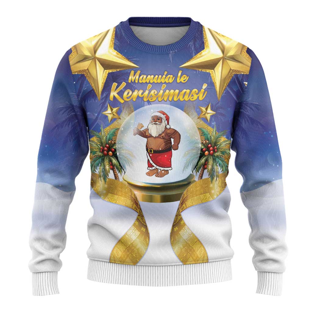 Samoa Christmas Ugly Christmas Sweater Snow Globe With Samoan Santa - Polynesian Pride
