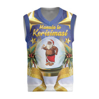 Samoa Christmas Knitted V-Neck Vest Snow Globe With Samoan Santa - Polynesian Pride