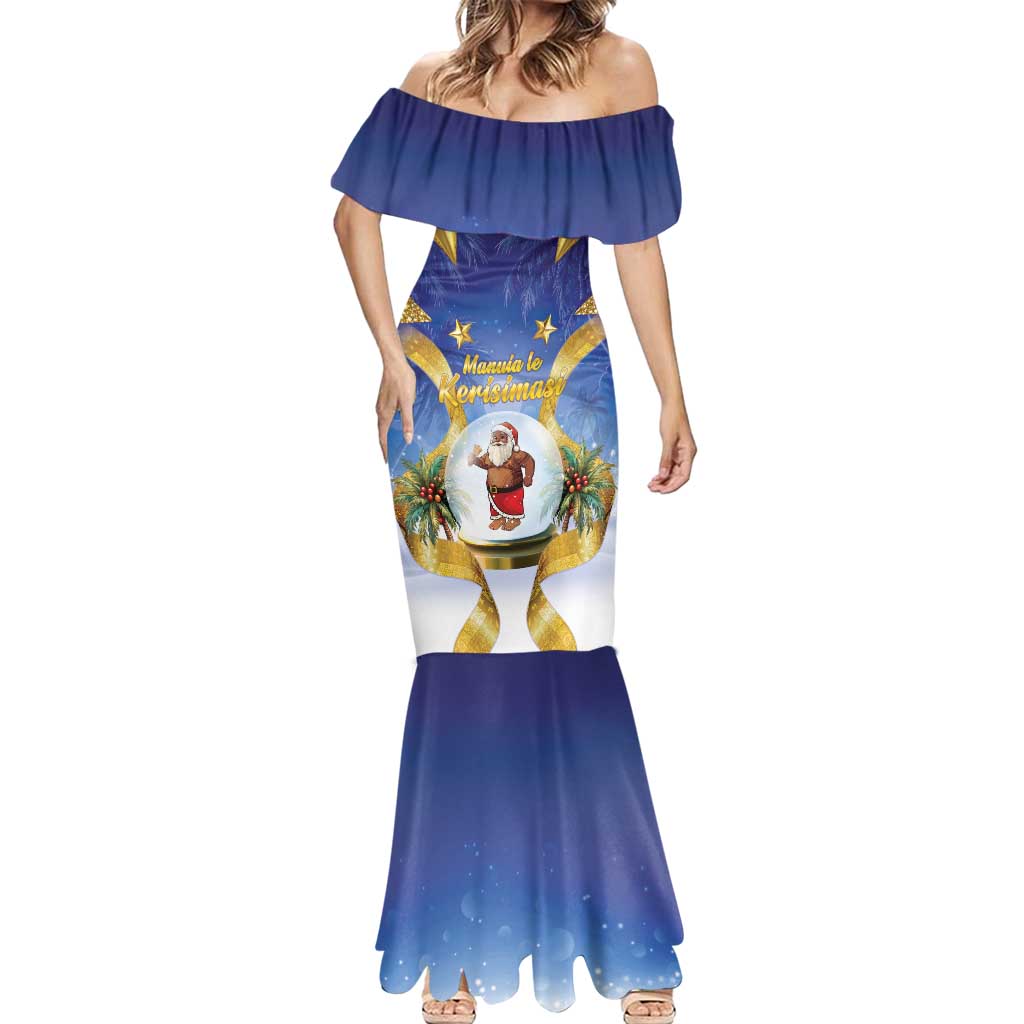 Samoa Christmas Mermaid Dress Snow Globe With Samoan Santa - Polynesian Pride
