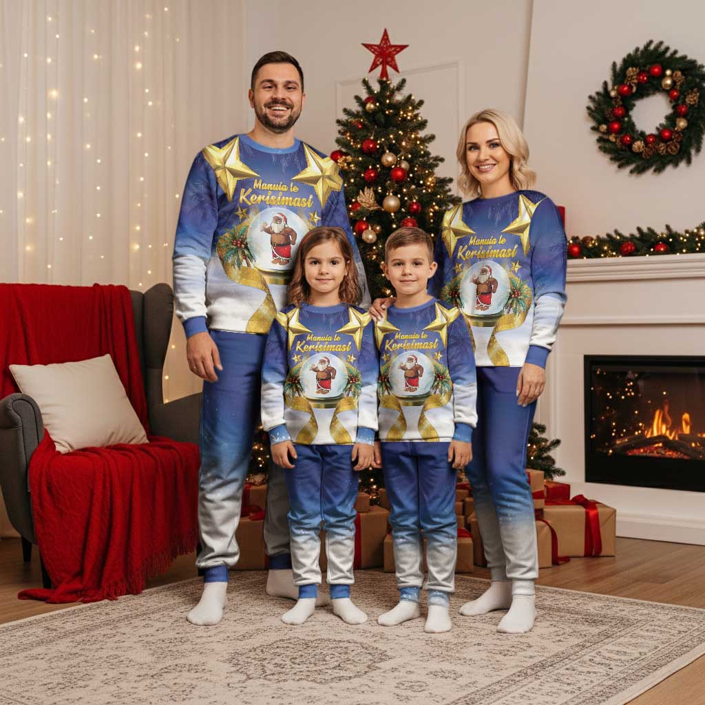 Samoa Christmas Pajama Set Snow Globe With Samoan Santa - Polynesian Pride