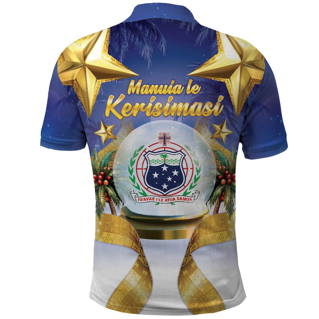 Samoa Christmas Polo Shirt Snow Globe With Samoan Santa - Polynesian Pride