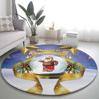 Samoa Christmas Round Carpet Snow Globe With Samoan Santa - Polynesian Pride