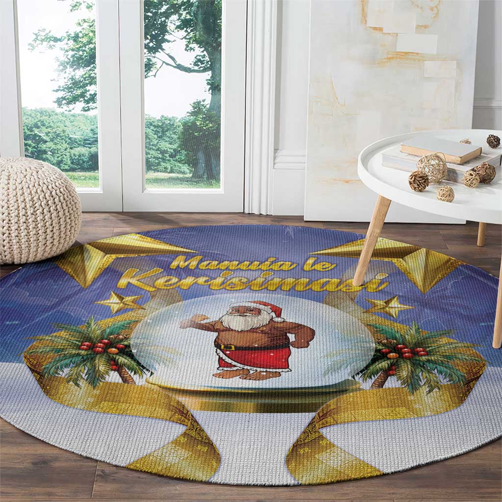 Samoa Christmas Round Carpet Snow Globe With Samoan Santa - Polynesian Pride