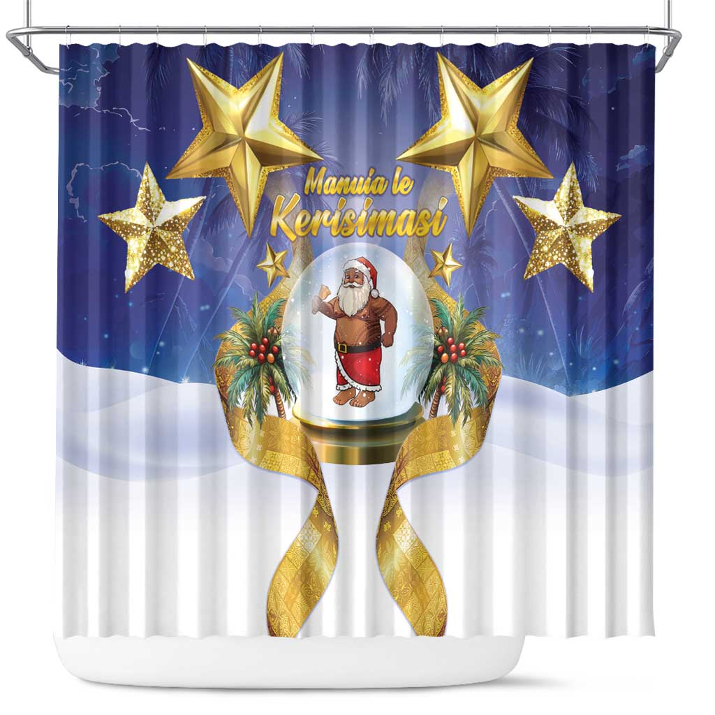 Samoa Christmas Shower Curtain Snow Globe With Samoan Santa - Polynesian Pride