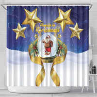 Samoa Christmas Shower Curtain Snow Globe With Samoan Santa - Polynesian Pride