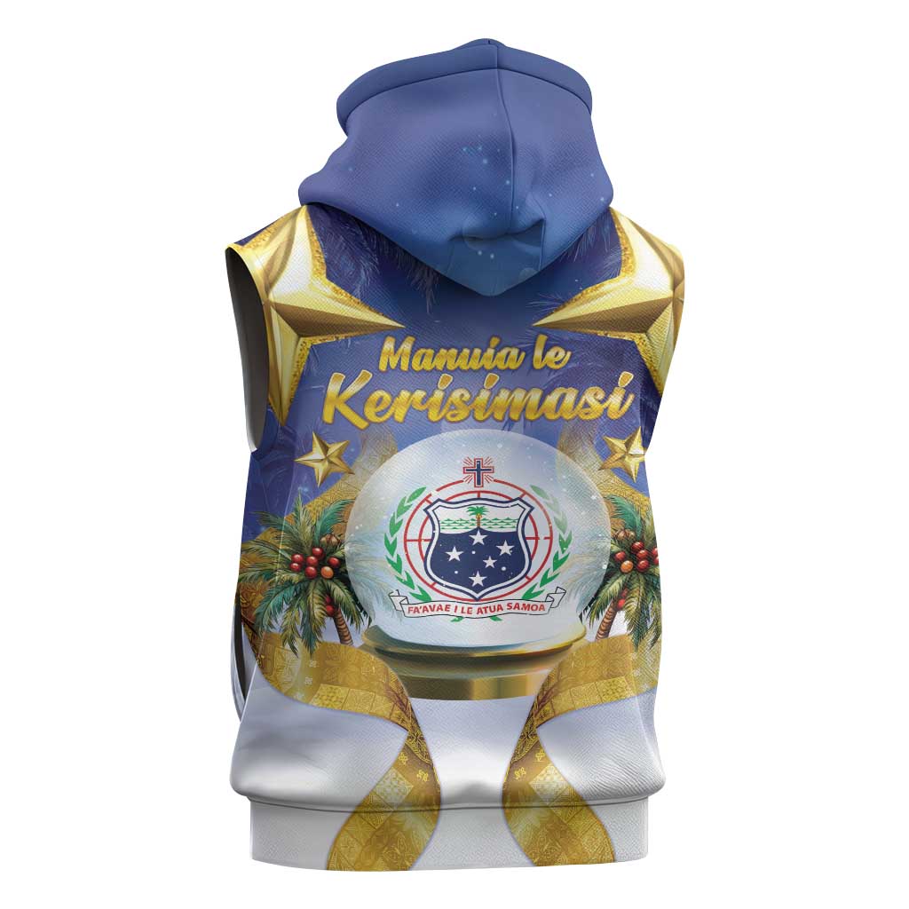 Samoa Christmas Sleeveless Zip Hoodie Snow Globe With Samoan Santa - Polynesian Pride