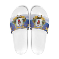 Samoa Christmas Slide Sandals Snow Globe With Samoan Santa - Polynesian Pride