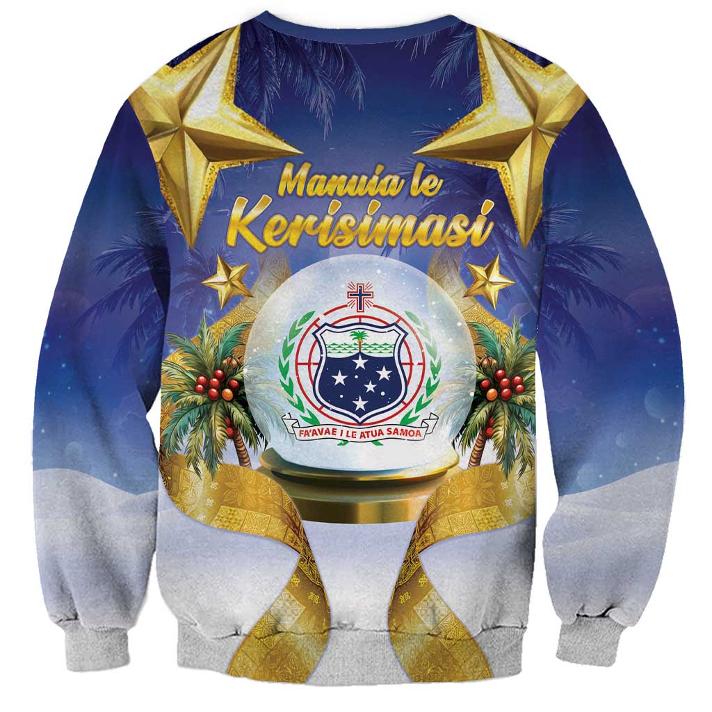 Samoa Christmas Sweatshirt Snow Globe With Samoan Santa - Polynesian Pride