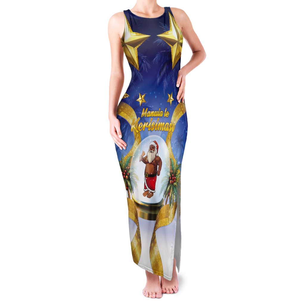 Samoa Christmas Tank Maxi Dress Snow Globe With Samoan Santa - Polynesian Pride