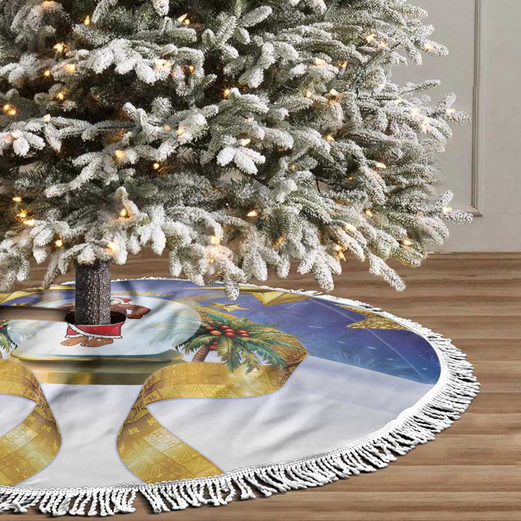 Samoa Christmas Tree Skirt Snow Globe With Samoan Santa - Polynesian Pride