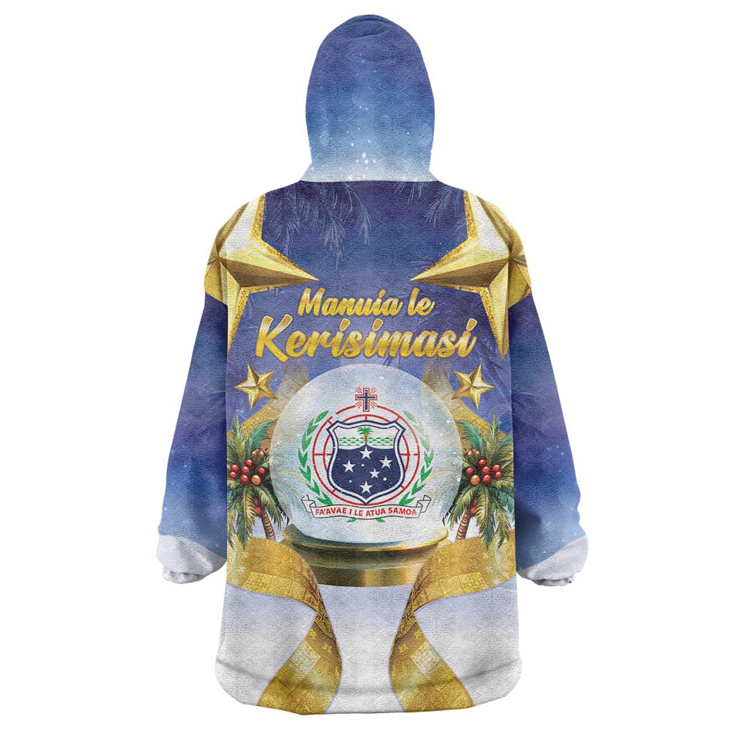 Samoa Christmas Wearable Blanket Hoodie Snow Globe With Samoan Santa - Polynesian Pride