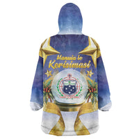 Samoa Christmas Wearable Blanket Hoodie Snow Globe With Samoan Santa - Polynesian Pride