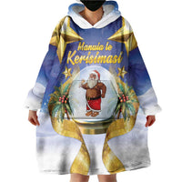 Samoa Christmas Wearable Blanket Hoodie Snow Globe With Samoan Santa - Polynesian Pride