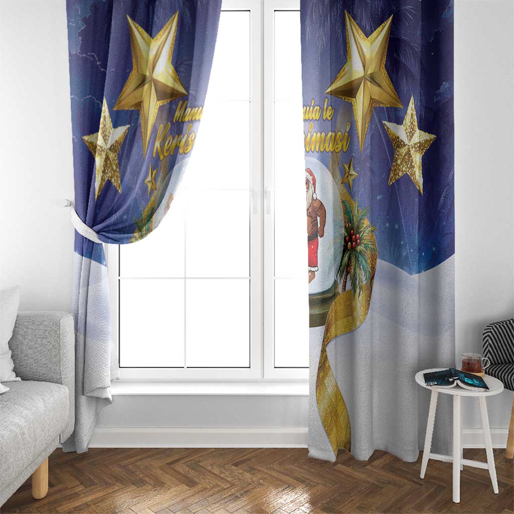 Samoa Christmas Window Curtain Snow Globe With Samoan Santa - Polynesian Pride