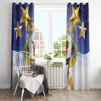 Samoa Christmas Window Curtain Snow Globe With Samoan Santa - Polynesian Pride