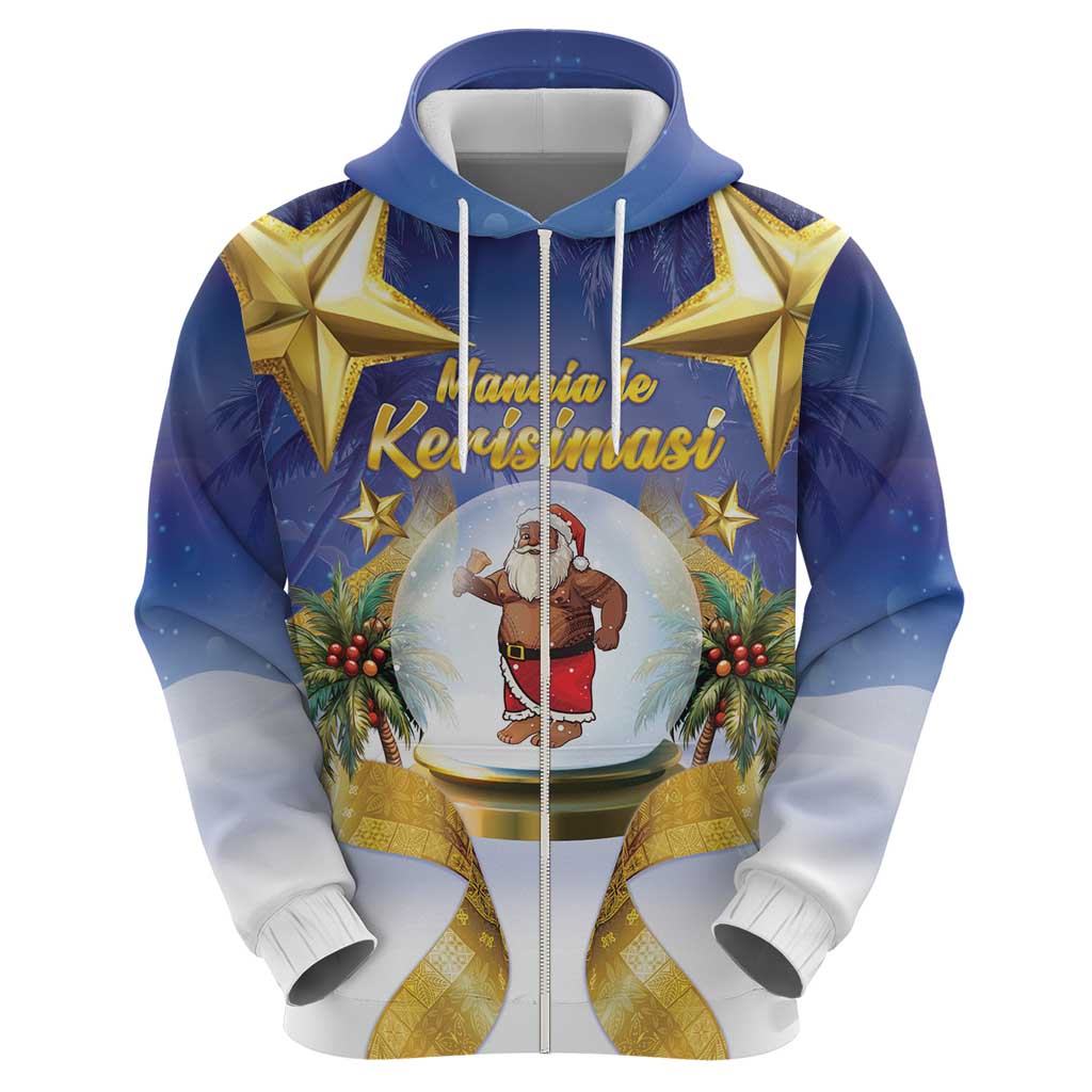 Samoa Christmas Zip Hoodie Snow Globe With Samoan Santa - Polynesian Pride