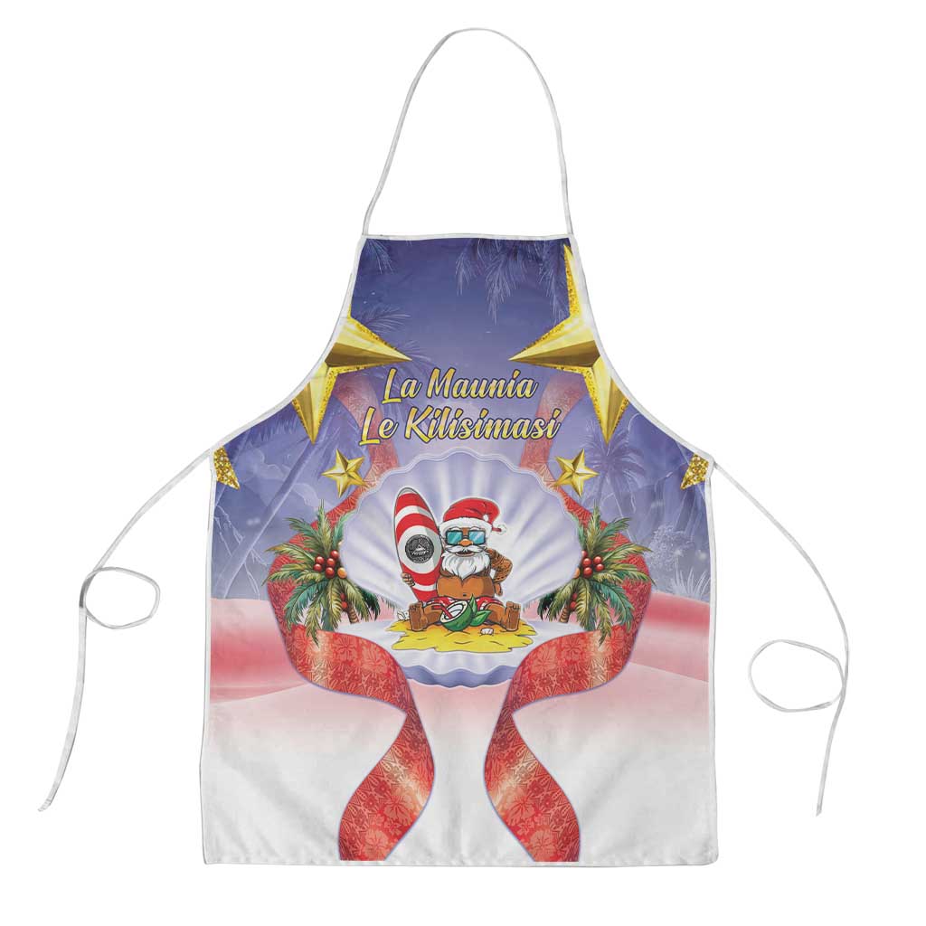 American Samoa Christmas Apron Seashell Santa Beach Vibes - Polynesian Pride