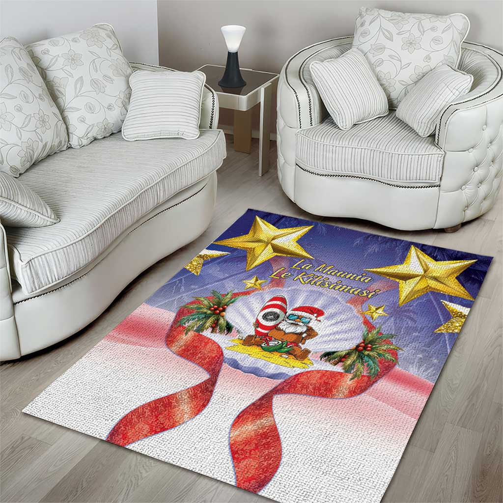 American Samoa Christmas Area Rug Seashell Santa Beach Vibes - Polynesian Pride