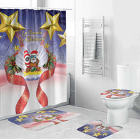 American Samoa Christmas Bathroom Set Seashell Santa Beach Vibes - Polynesian Pride