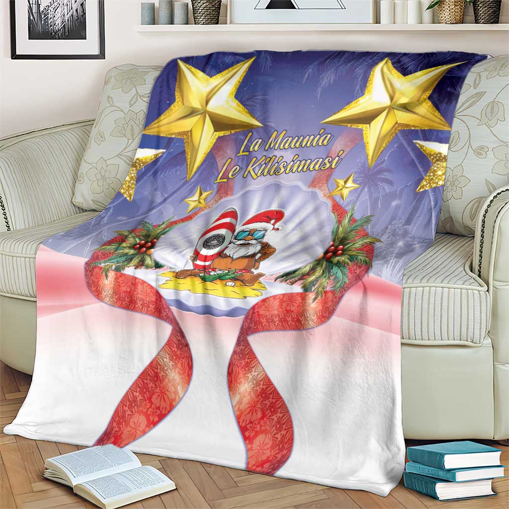 American Samoa Christmas Blanket Seashell Santa Beach Vibes - Polynesian Pride