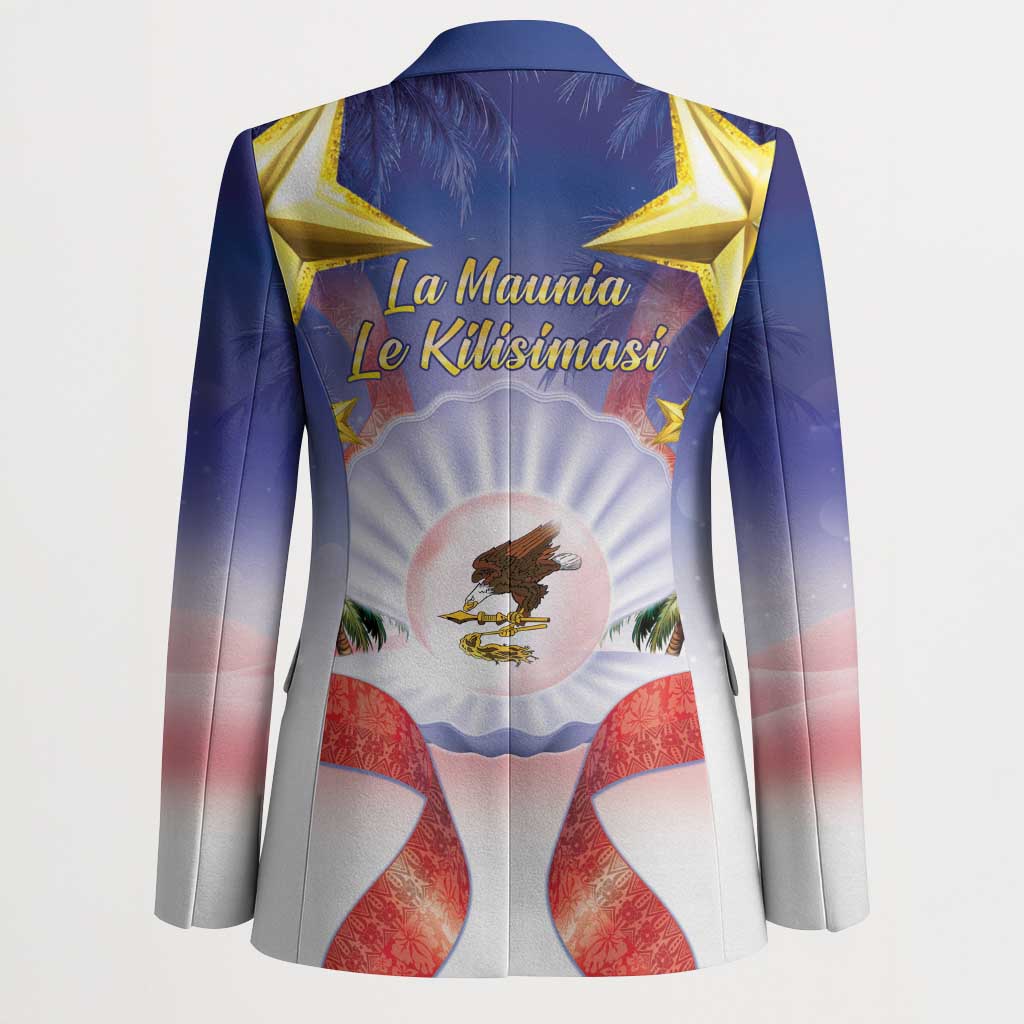 American Samoa Christmas Blazer Seashell Santa Beach Vibes - Polynesian Pride