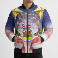 American Samoa Christmas Bomber Puffer Jacket Seashell Santa Beach Vibes - Polynesian Pride