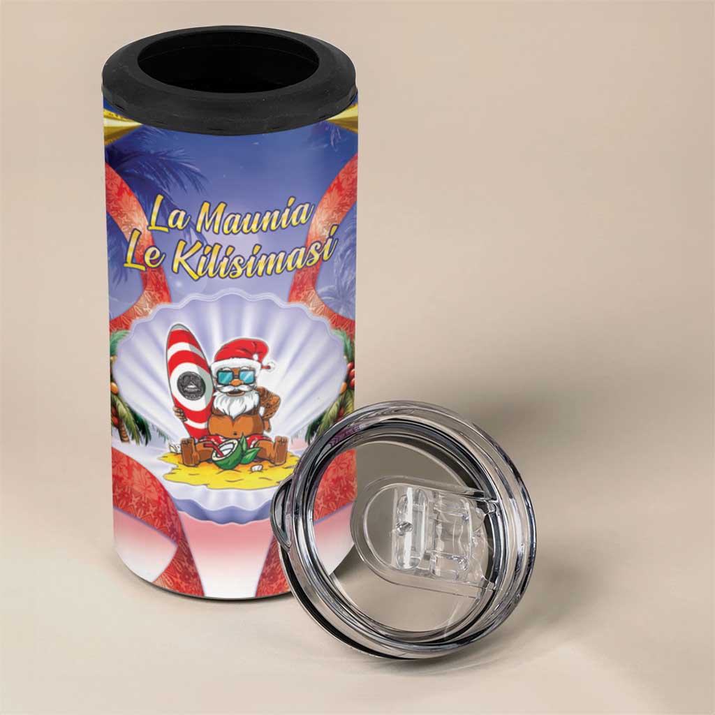American Samoa Christmas 4 in 1 Can Cooler Tumbler Seashell Santa Beach Vibes - Polynesian Pride