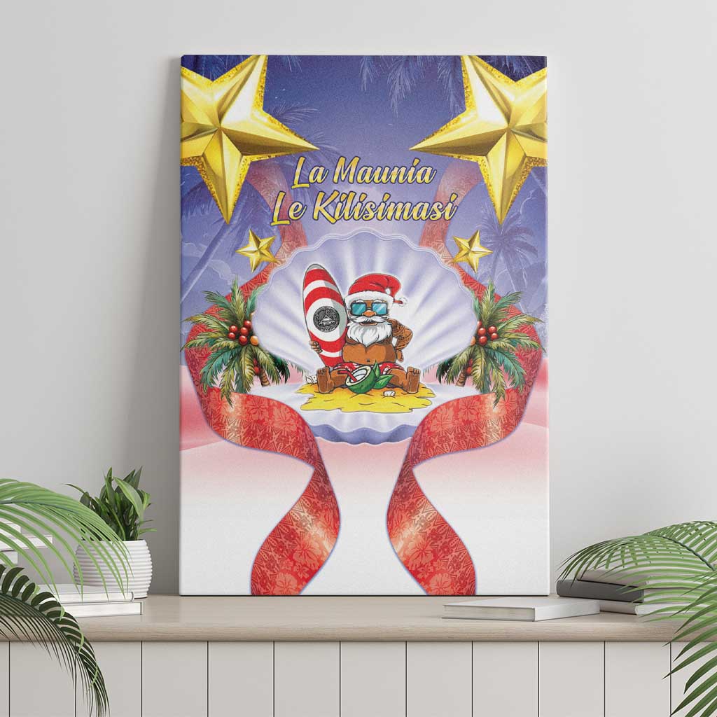 American Samoa Christmas Canvas Wall Art Seashell Santa Beach Vibes - Polynesian Pride