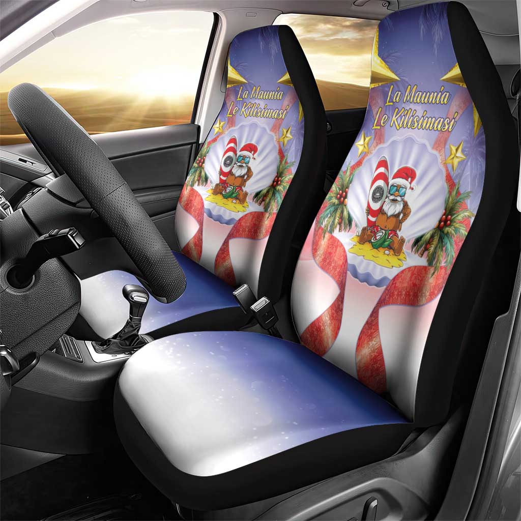 American Samoa Christmas Car Seat Cover Seashell Santa Beach Vibes - Polynesian Pride