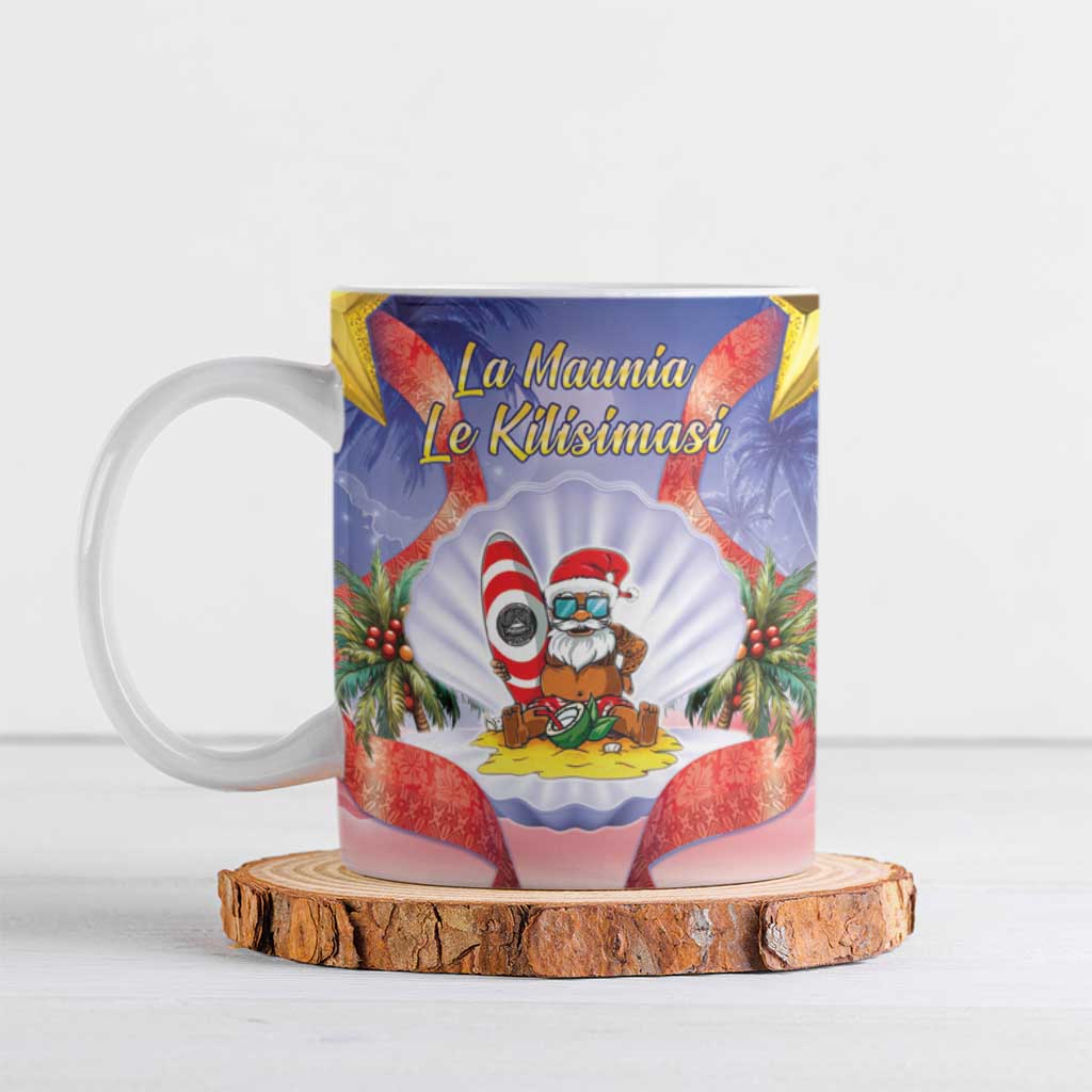 American Samoa Christmas Ceramic Mug Seashell Santa Beach Vibes - Polynesian Pride