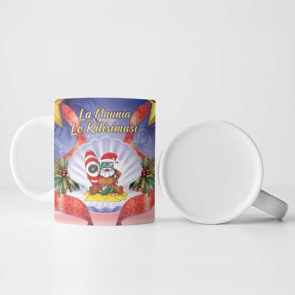 American Samoa Christmas Ceramic Mug Seashell Santa Beach Vibes - Polynesian Pride