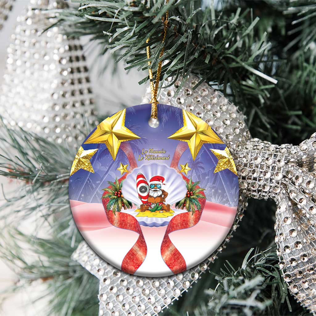 American Samoa Christmas Ceramic Ornament Seashell Santa Beach Vibes - Polynesian Pride