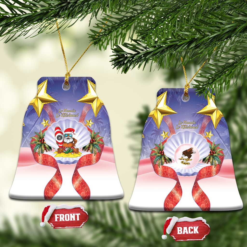 American Samoa Christmas Ceramic Ornament Seashell Santa Beach Vibes - Polynesian Pride