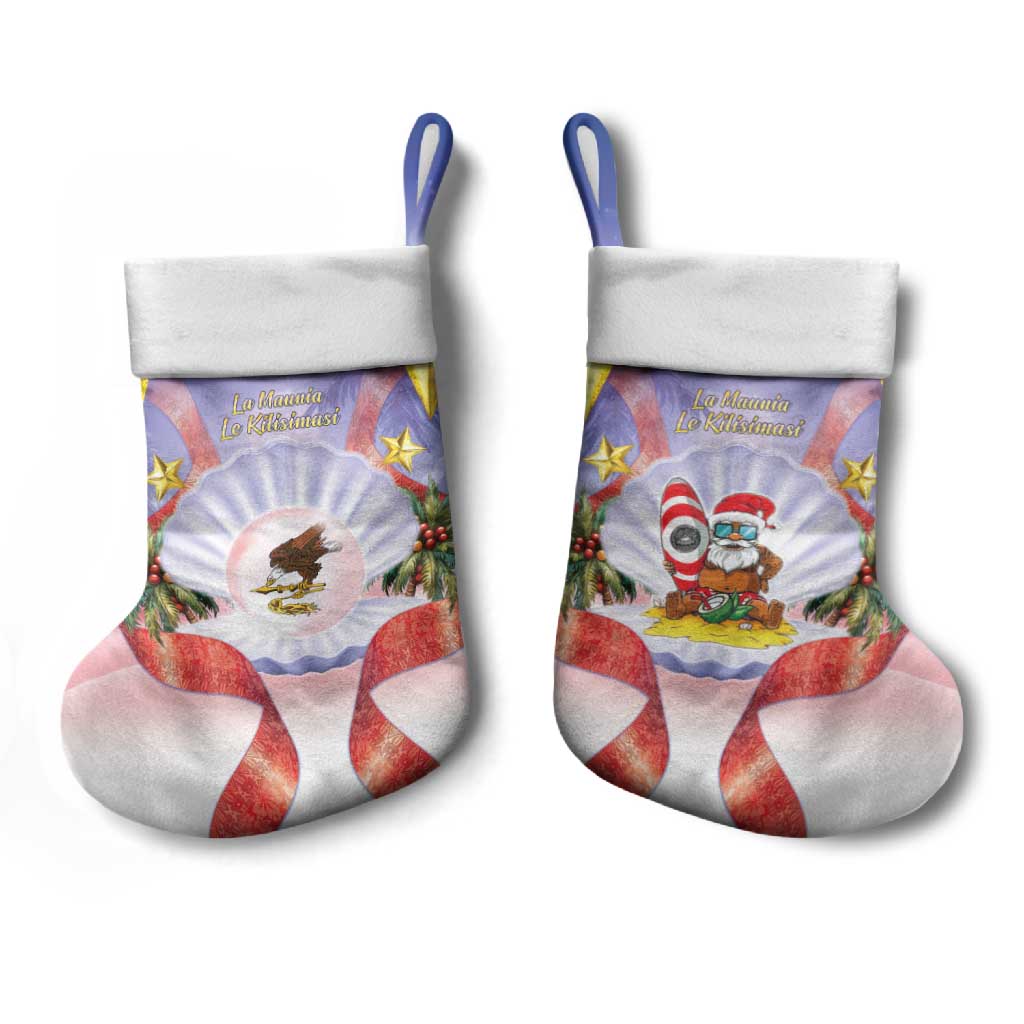 American Samoa Christmas Stocking Seashell Santa Beach Vibes - Polynesian Pride