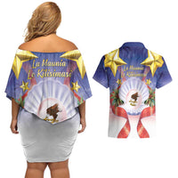American Samoa Christmas Couples Matching Off Shoulder Short Dress and Hawaiian Shirt Seashell Santa Beach Vibes - Polynesian Pride