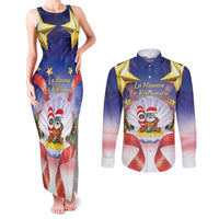 American Samoa Christmas Couples Matching Tank Maxi Dress and Long Sleeve Button Shirt Seashell Santa Beach Vibes - Polynesian Pride