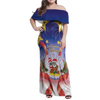 American Samoa Christmas Family Matching Off Shoulder Maxi Dress and Hawaiian Shirt Seashell Santa Beach Vibes - Polynesian Pride