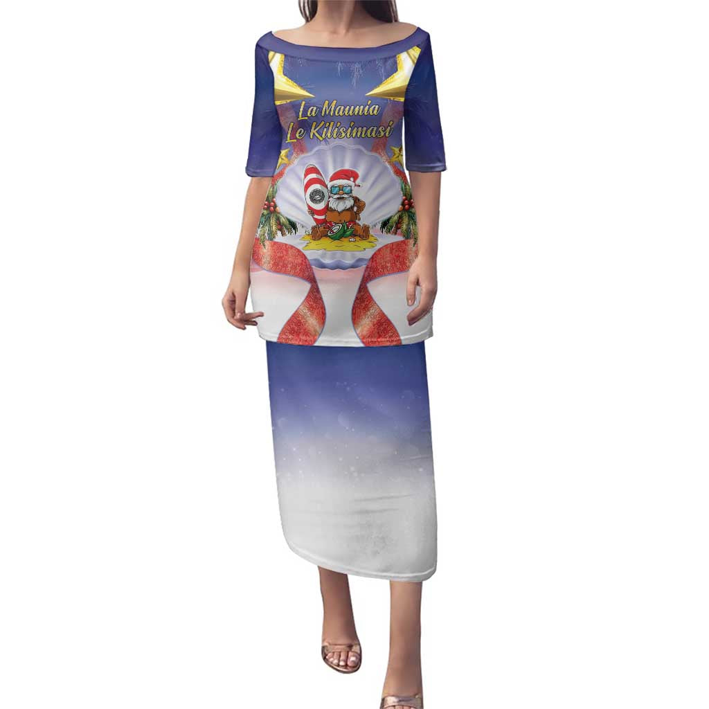 American Samoa Christmas Family Matching Puletasi and Hawaiian Shirt Seashell Santa Beach Vibes - Polynesian Pride