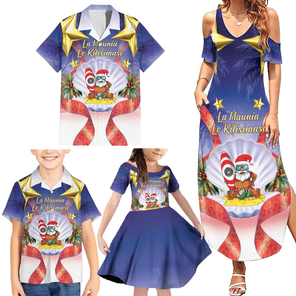 American Samoa Christmas Family Matching Summer Maxi Dress and Hawaiian Shirt Seashell Santa Beach Vibes - Polynesian Pride