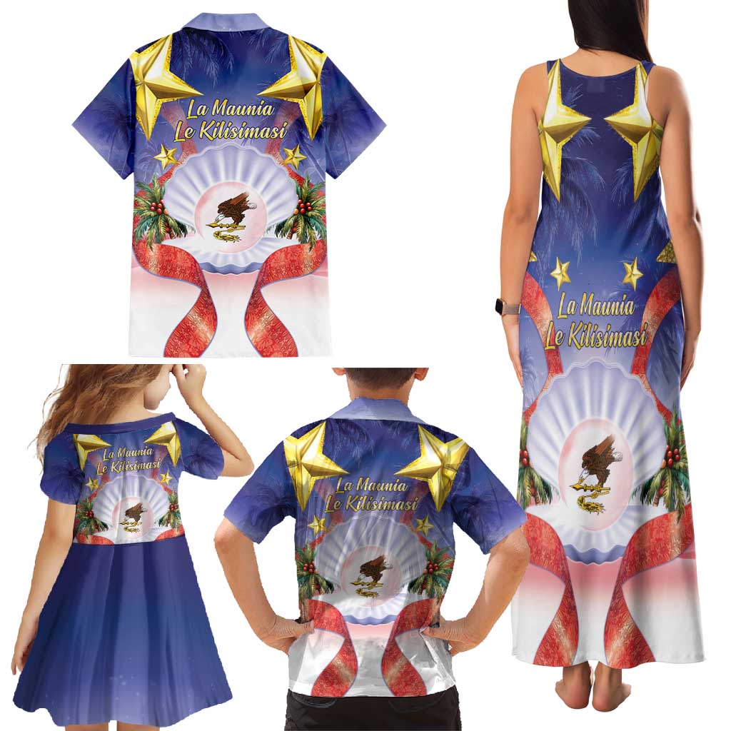 American Samoa Christmas Family Matching Tank Maxi Dress and Hawaiian Shirt Seashell Santa Beach Vibes - Polynesian Pride