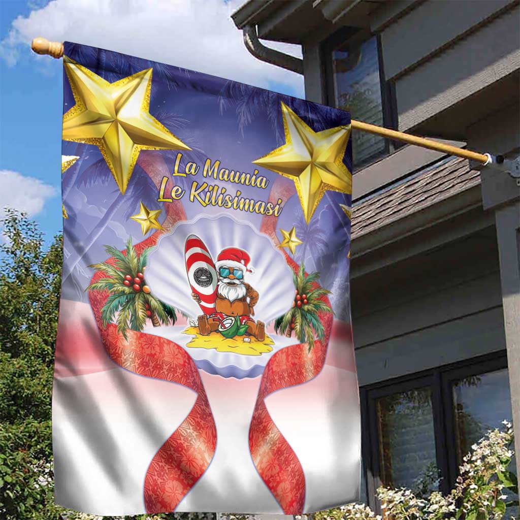 American Samoa Christmas Garden Flag Seashell Santa Beach Vibes - Polynesian Pride
