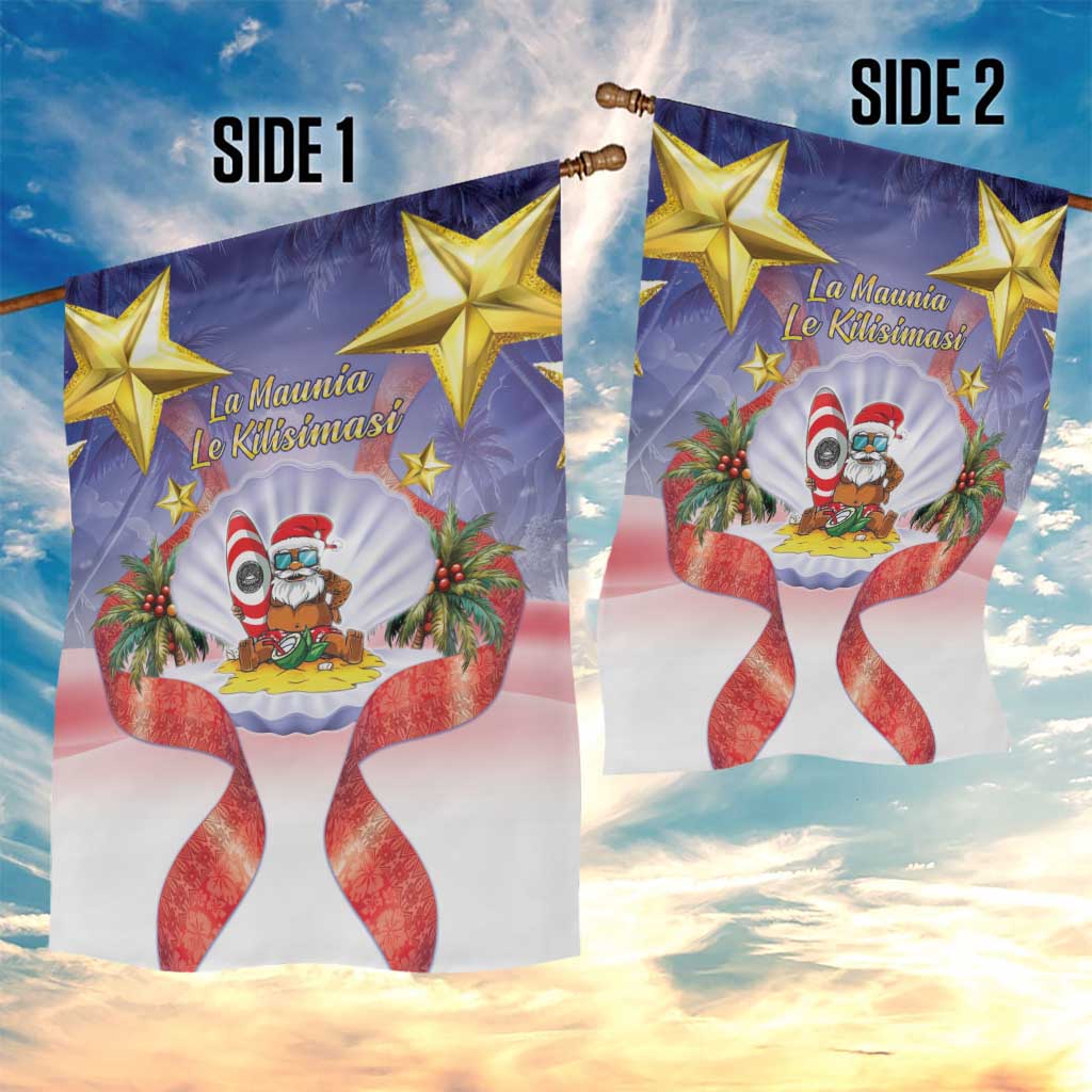 American Samoa Christmas Garden Flag Seashell Santa Beach Vibes - Polynesian Pride