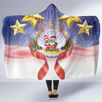 American Samoa Christmas Hooded Blanket Seashell Santa Beach Vibes - Polynesian Pride