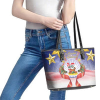 American Samoa Christmas Leather Tote Bag Seashell Santa Beach Vibes - Polynesian Pride