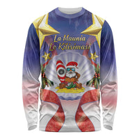 American Samoa Christmas Long Sleeve Shirt Seashell Santa Beach Vibes - Polynesian Pride