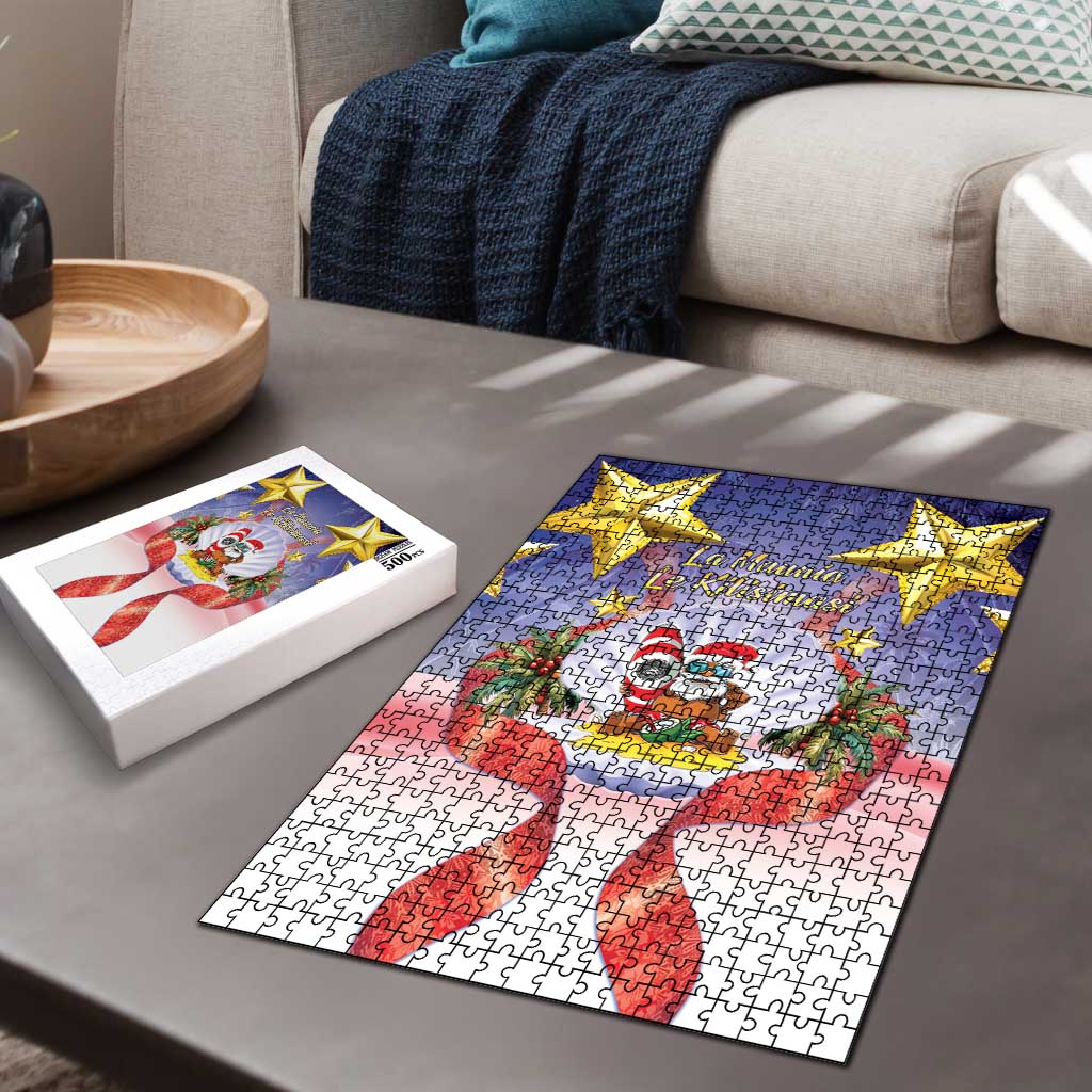 American Samoa Christmas Puzzle Seashell Santa Beach Vibes - Polynesian Pride