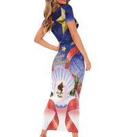 American Samoa Christmas Short Sleeve Bodycon Dress Seashell Santa Beach Vibes - Polynesian Pride