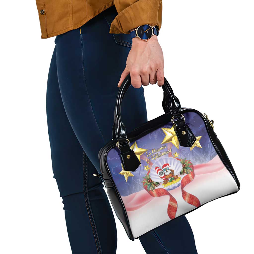 American Samoa Christmas Shoulder Handbag Seashell Santa Beach Vibes - Polynesian Pride