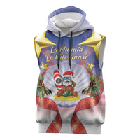 American Samoa Christmas Sleeveless Hoodie Seashell Santa Beach Vibes - Polynesian Pride