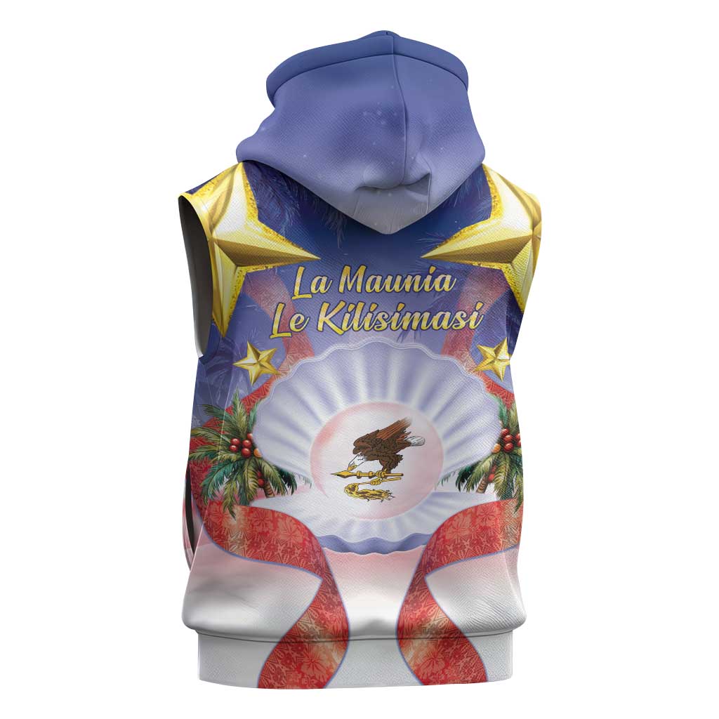 American Samoa Christmas Sleeveless Hoodie Seashell Santa Beach Vibes - Polynesian Pride